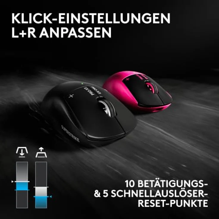 LOGITECH G PRO X3 SUPERSTRIKE Gaming-Maus, Pink Eclipse, kabellos, HERO 2 Sensor, 135 Stunden Akkulaufzeit – Bild 6
