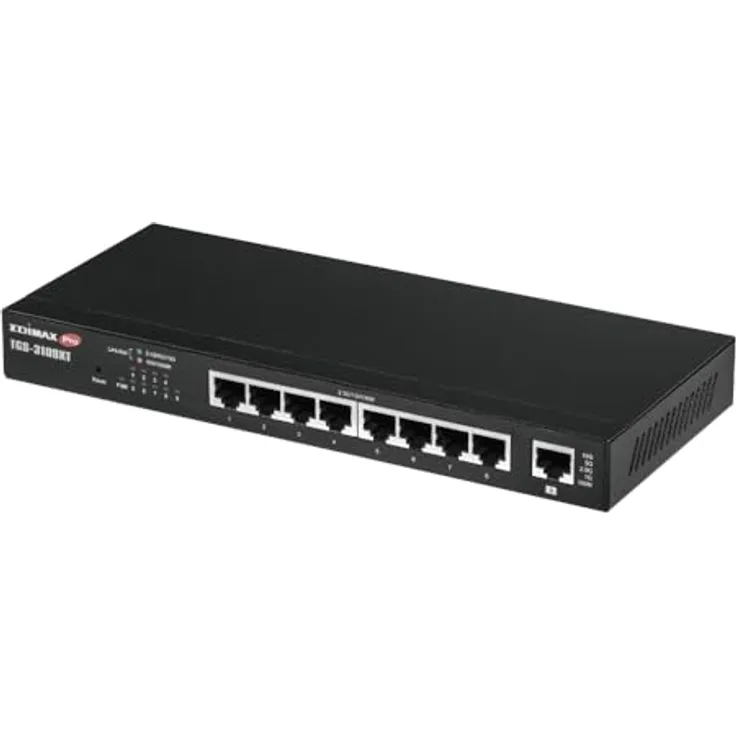 Edimax TGS-3109XT - 8-Port 2.5GbE Web Smart Switch with 1 10GbE Multi-Gigabit Port, 5-Speed RJ45-Ports, 44.64Mpps Weiterleitungsrate, Black