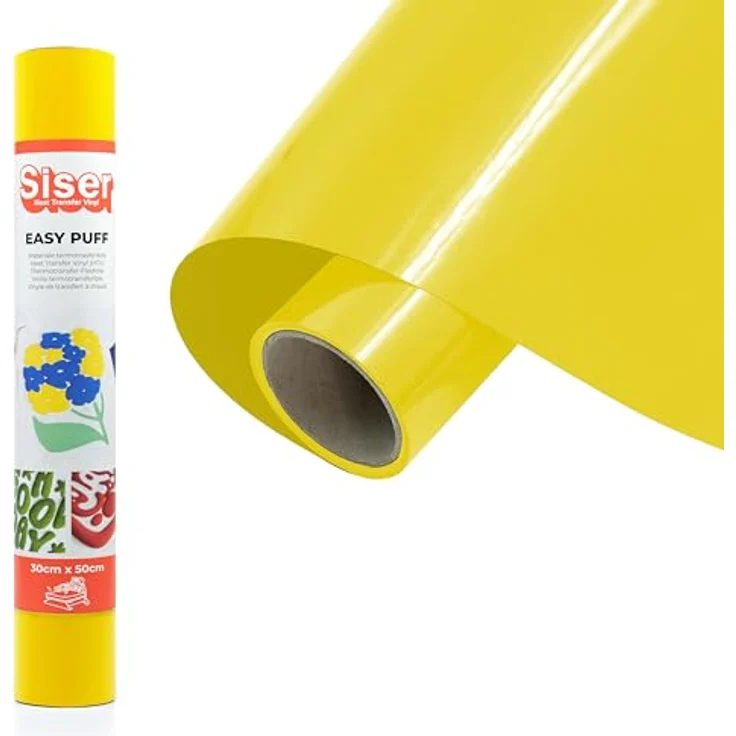 Siser Easy Puff Textiltransferfolie, 3D-Effekt bei Hitze, Schnittbreite 30 cm, Gelb – Bild 1