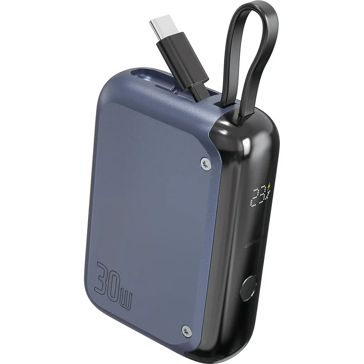 4smarts Powerbank Pocket (10000 mAh, 30 W), Powerbank, Blau - Kompakt & kraftvoll mit Dual-Ladeoption und LCD-Display