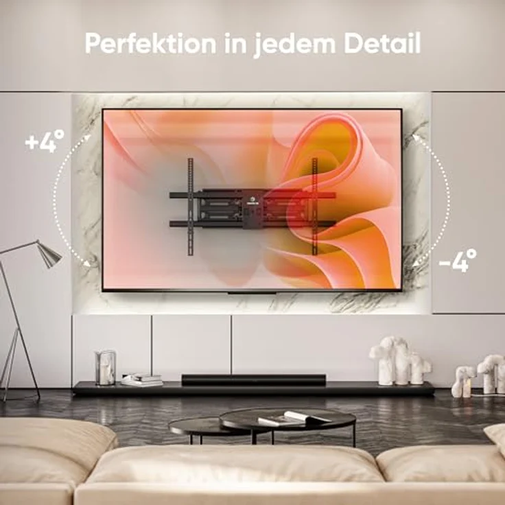 ONKRON M10-B TV Wandhalterung schwenkbar für 42-120 Zoll TV bis zu 100 kg, Ultra Slim ausziehbar & neigbar, max VESA 1000x600, Schwarz – Bild 4