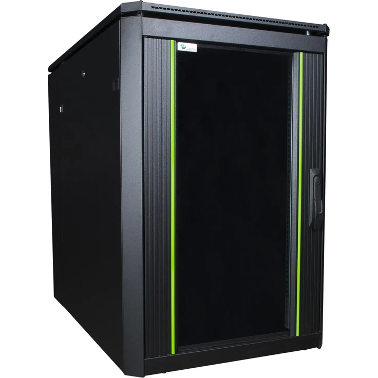 Logon RDL16U66BL, 16 HE 19 Zoll Serverschrank aus Stahl, schwarz, mit IP40 Schutzart und 600 kg Tragfähigkeit