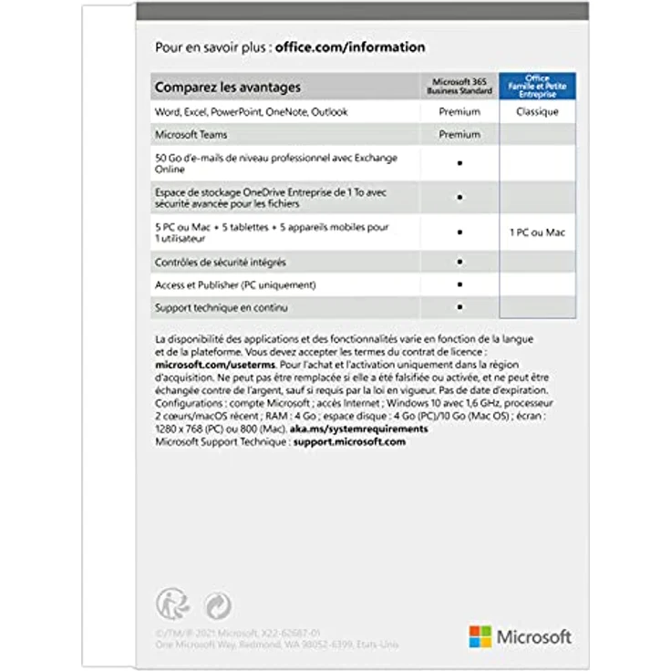 Office Familie und kleines Unternehmen 2021 | Endgültiger Kauf | 1 PC oder Mac | Box – Bild 3