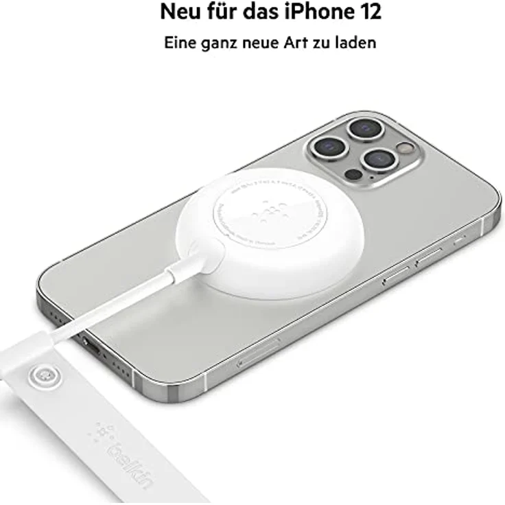 Belkin MagSafe Ladegerät, Magnetisches Kabelloses Ladegerät mit 2-m-Kabel für iPhone 14/13 Serie und MagSafe-fähige Geräte – Weiß – Bild 2