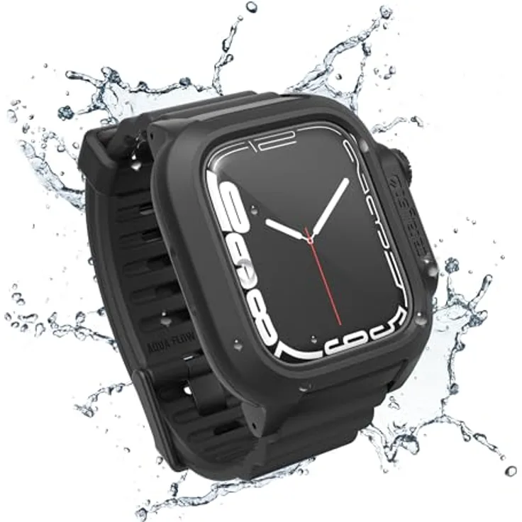 Catalyst Total Protection Case 45mm, Wasserdichtes Smartwatch Zubehör bis 100m, Schwarz