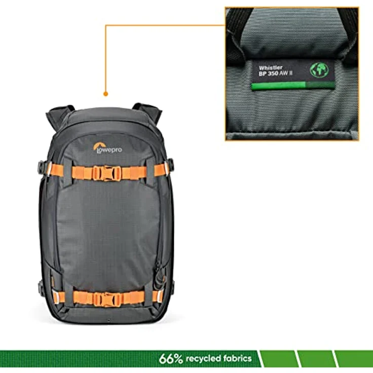 Lowepro Whistler 350 AW II, 4-Jahreszeiten-Kamerarucksack aus Recycling-Materialien, Wetterfeste Hülle, Grau – Bild 3