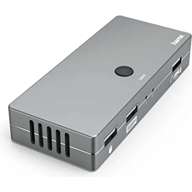 Hama KVM Switch für 2 PCs, Notebooks, Macbooks, Tablets, 4 Ports (KVM Umschalter für z.B. Maus, Tastatur, Drucker, USB Stick, Headset, Festplatte, PC Umschalter Maus Tastatur 3X USB, 1x HDMI)