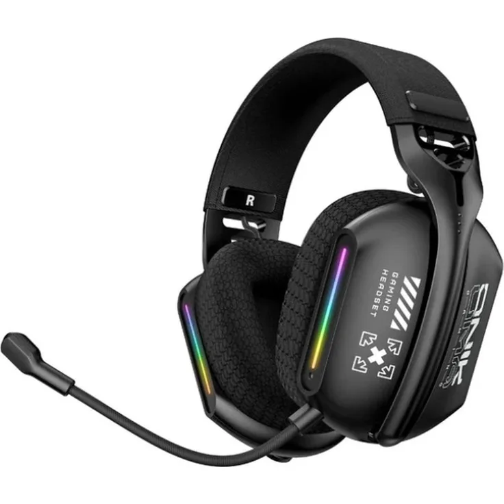 ONIKUMA GT808 RGB, PC-Headset mit 40 mm Lautsprechern, kabelgebunden, kabellos (2,4 GHz), Bluetooth V5.3, ergonomisches Design, schwarz