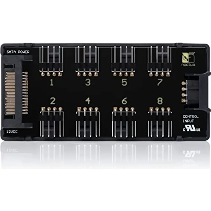 Noctua NA-FH1, 8-Kanal Lüfter-Hub für bis zu acht 12V- oder 5V-basierte 4-Pin PWM oder 3-Pin Lüfter (Schwarz)