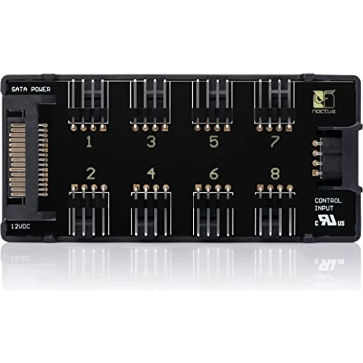 Noctua NA-FH1, 8-Kanal Lüfter-Hub für bis zu acht 12V- oder 5V-basierte 4-Pin PWM oder 3-Pin Lüfter (Schwarz) – Bild 1