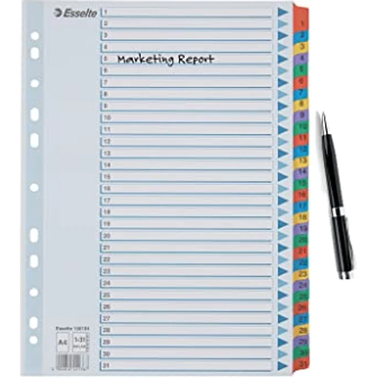 ESSELTE Aktenordner, Register 1-31, DIN A4, 31-tlg. Karton, weiß - Preisvergleich – Bild 6