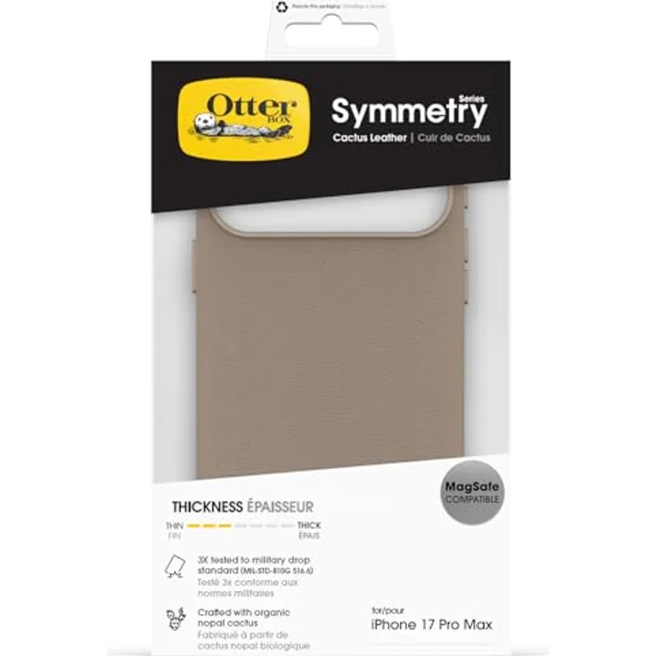 OtterBox Symmetry Series Cactus Leather MagSafe Hülle für iPhone 17 Pro Max, stoßfest, sturzsicher, grau, 3X Militärstandard getestet – Bild 5