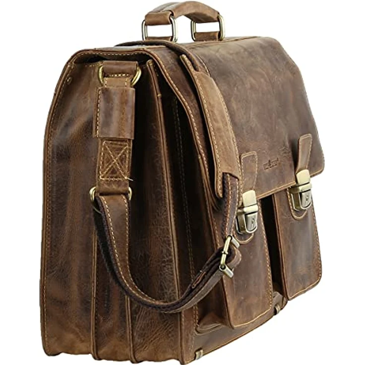 Greenburry Vintage Aktentasche Leder, 40 cm, braun, 100% Leder – Bild 6