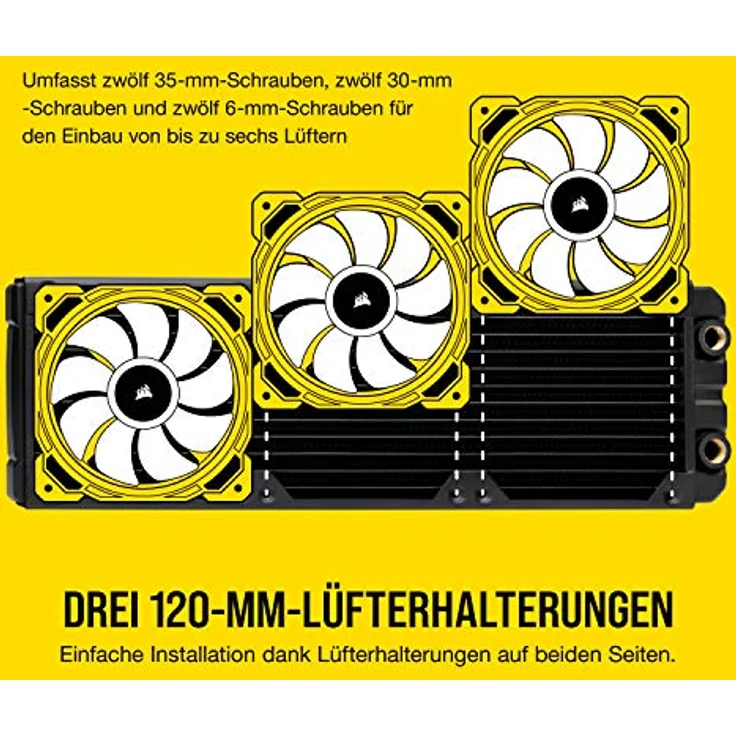 Corsair Hydro X Series XR7 Radiator (240 mm, Zwei 120-mm-Lüfterbefestigungen, Einfache Installation, Kupferkonstruktion, Hochwertige Polyurethan-Beschichtung, Integrierte Schraubenführungen) schwarz - Preisvergleich – Bild 3