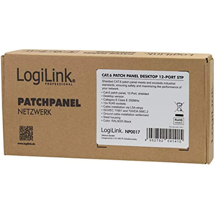 LogiLink NP0017 12 Port Patch-Panel CAT 6, kompaktes Verteilerfeld für Wand- und Tischmontage, geeignet für Fast- und Gigabit Ethernet und Power over Ethernet – Bild 9