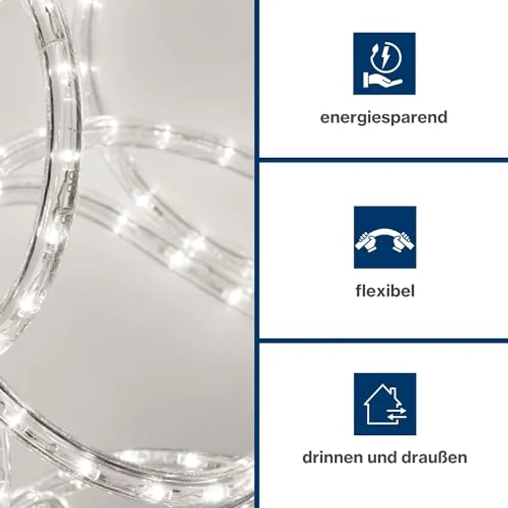 HQ-Power LED-Lichtschlauch, wetterfester Lichterschlauch für Außen, 36 LEDs/Meter, kaltweiß, 9 m, IP44, langlebig bis 20.000 Stunden – Bild 4