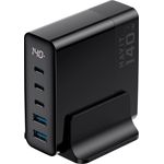 Havit UCLE004 EU, 140W Reiseladegerät mit 3x USB-C und 2x USB-A, kompakt und effizient, schwarz