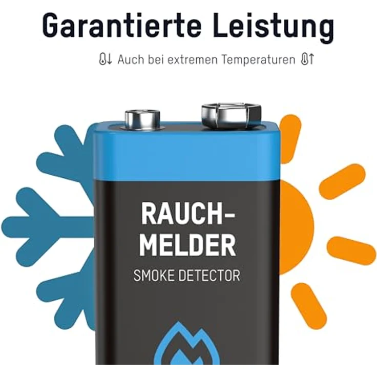 ANSMANN Lithium longlife Rauchmelder 9V Block Batterien - Premium Qualität für höhere Leistung, 9V Batterie ideal für Feuermelder, Bewegungsmelder, Alarmanlagen & Kohlenmonoxid Warnmelder (5 Stück) – Bild 5