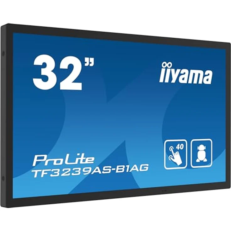 iiyama Prolite TF3239AS-B1AG 31,5" IPS LED-Monitor Full-HD Open Frame 40 Punkt Multitouch Bonded PCAP kapazitiv HDMI DP RJ45 RS-232c USB2.0 IP65 Android OS AntiGlare Touch-durch-Glass 24/7, Schwarz – Bild 1