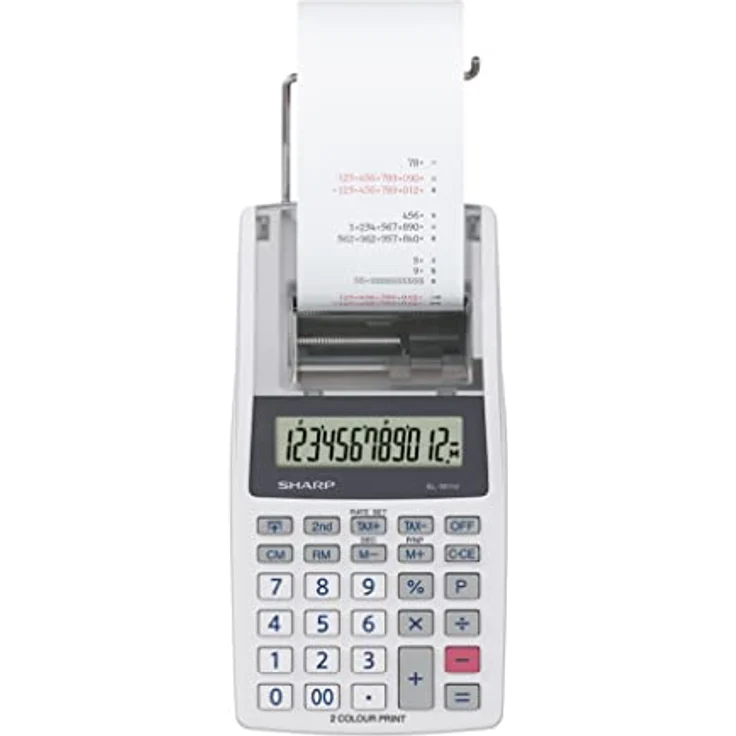 Sharp Druckender Mini-Tischrechner EL-1611V (12-stellige LCD-Anzeige, schwarz rote Druckfarben) grau – Bild 4