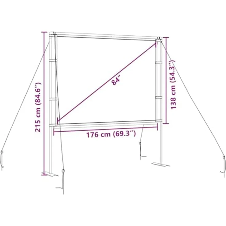 vidaXL Beamer Leinwand mit Ständer 84 Zoll 4:3, tragbare Projektionswand aus 100 % Polyester mit stabiler Eisenstruktur und optimierter Bildqualität – Bild 3