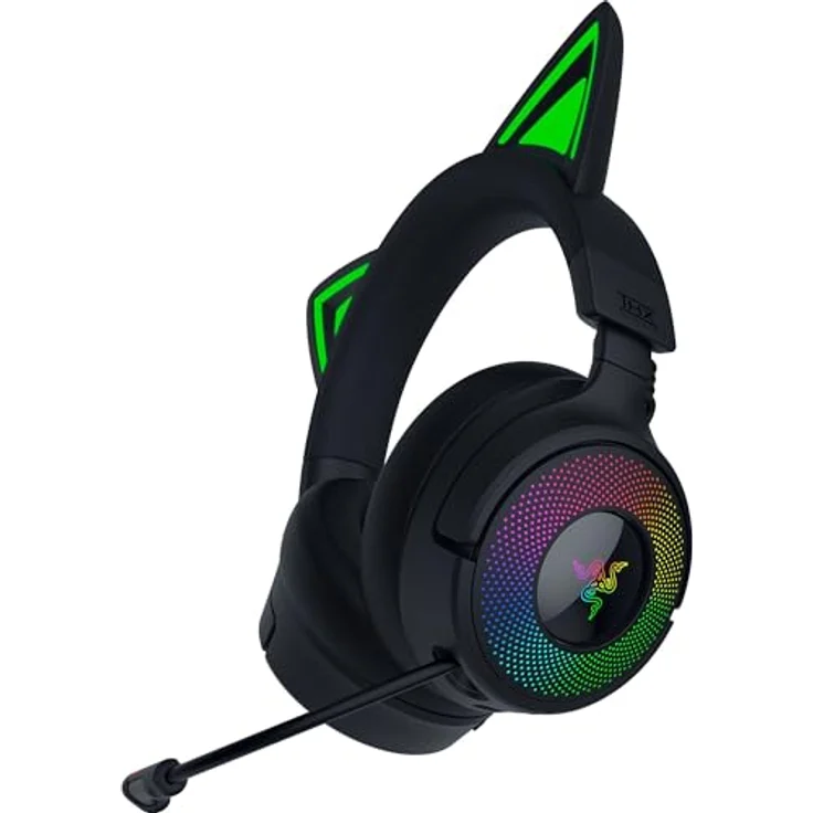 Razer Kraken Kitty V3 Pro, Kabelloses RGB-Gaming-Headset mit reaktiven Katzenohren, Triforce 40mm Treiber, THX Spatial Audio, Hyperspeed Wireless & Bluetooth, Schwarz – Bild 1