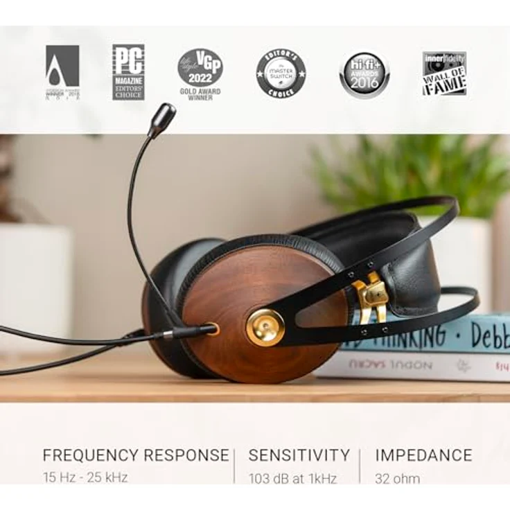 Meze Audio 99 Classics, Hifi-Kopfhörer mit geschlossenem Design, 40mm Treiber, Schwarz/Walnuss – Bild 2