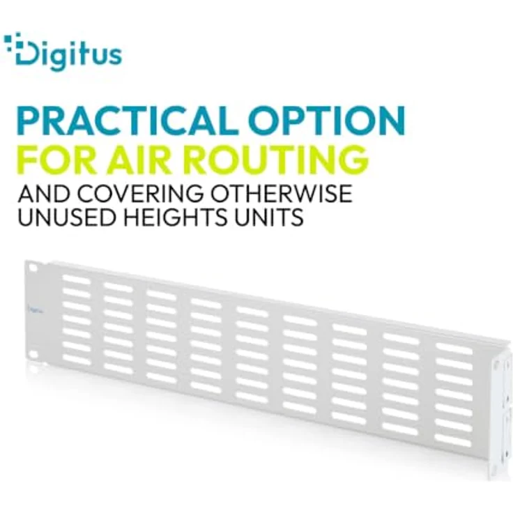 DIGITUS 19 Zoll Blindabdeckung mit Lüftungsschlitzen & Scharnier, modular einsetzbar, 2HE – Bild 3