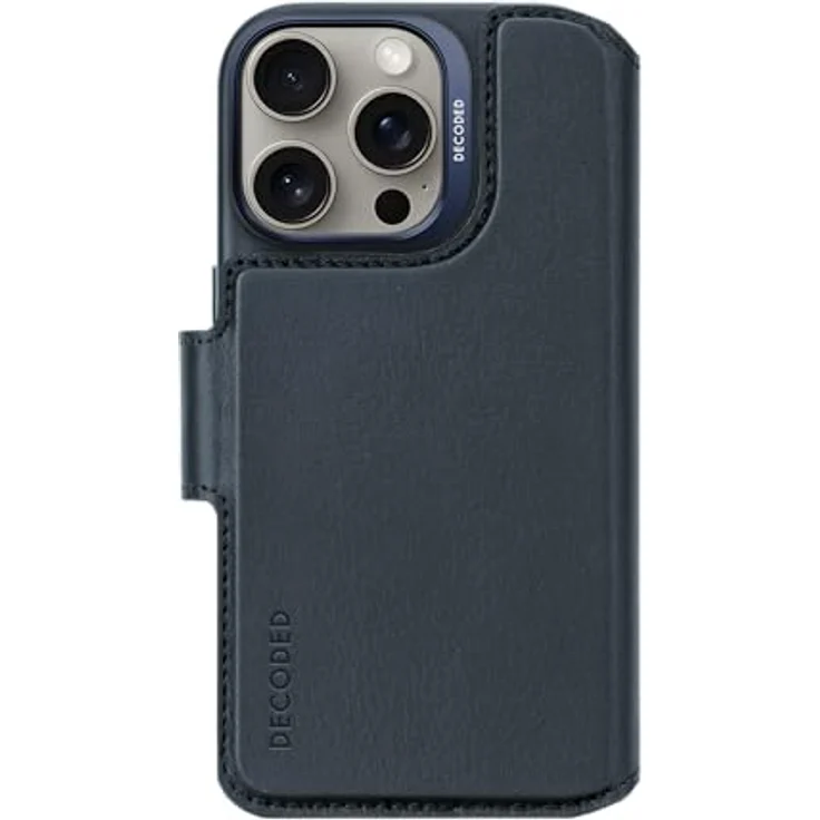 Decoded 2 in 1 Leder Abnehmbare Wallet Case für iPhone 16 Pro, MagSafe kompatibel, echtes Premium ECCO Leder, Ganzkörper-Schutzhülle, Blau – Bild 1