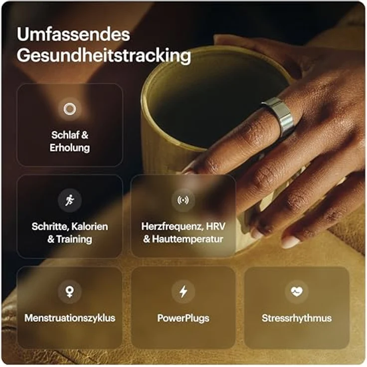 Ultrahuman Ring Air (7, Space Silver), Smart Ring aus Titan mit Herzfrequenz- und Temperatursensor, Silber – Bild 3