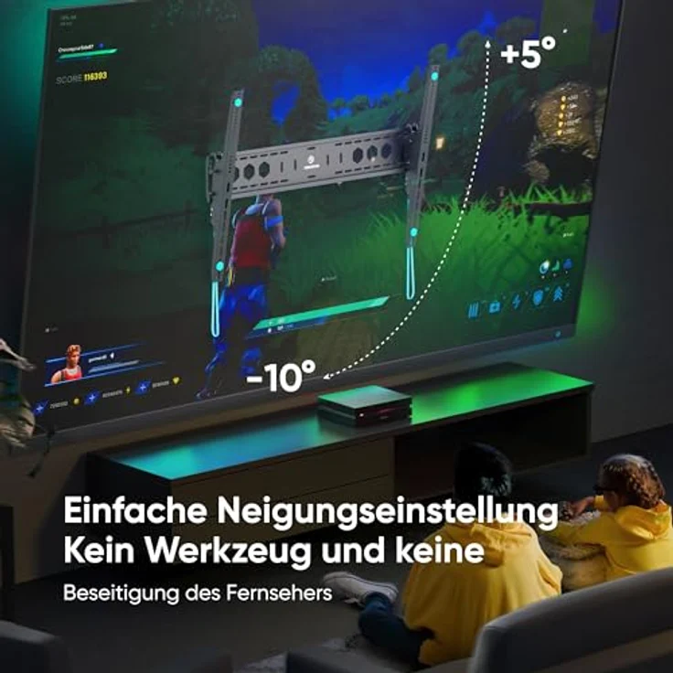 ONKRON TV Wandhalterung 60-110 Zoll, bis 120 kg, max VESA 900x600 mm TV-Wandhalterung neigbar UT12 Schwarz – Bild 3