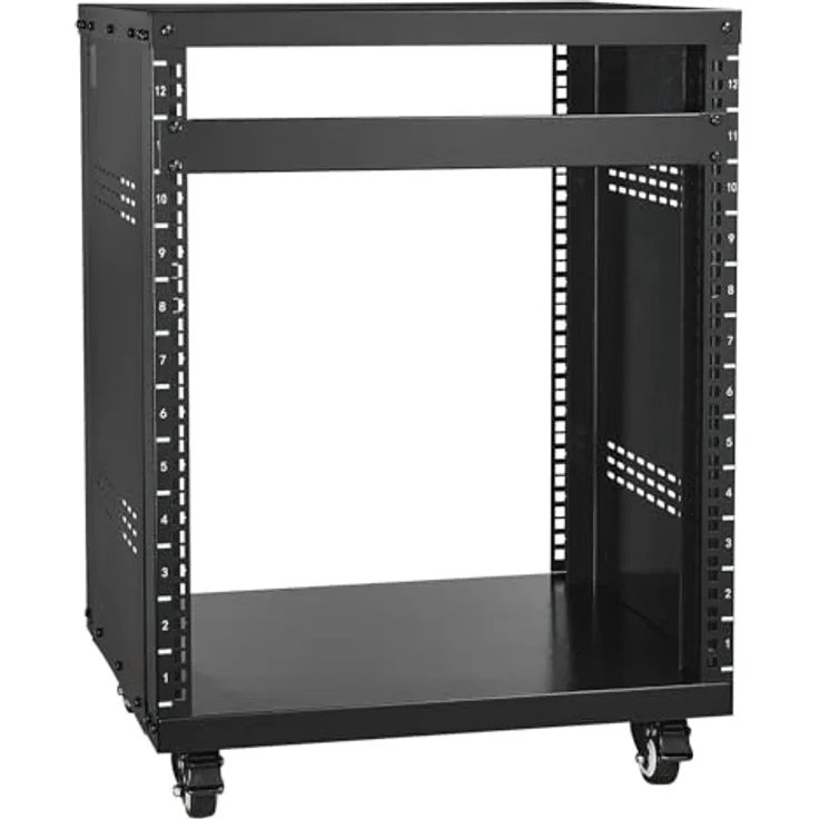 VEVOR 12U Server-Rack mit 226,8 kg Kapazität, Netzwerk-Stereo-Aufnahmestudio-Rack mit feststellbaren Lenkrollen, 510 x 460 x 700 mm