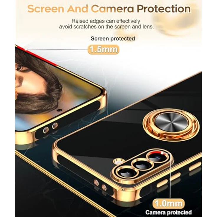 LeYi Handyhülle für Samsung Galaxy A56 5G, Militär PC TPU Schutzhülle mit 360° Drehhalter, 2 Stück Schutzfolie, schwarz, stoßfest und kratzfest – Bild 4