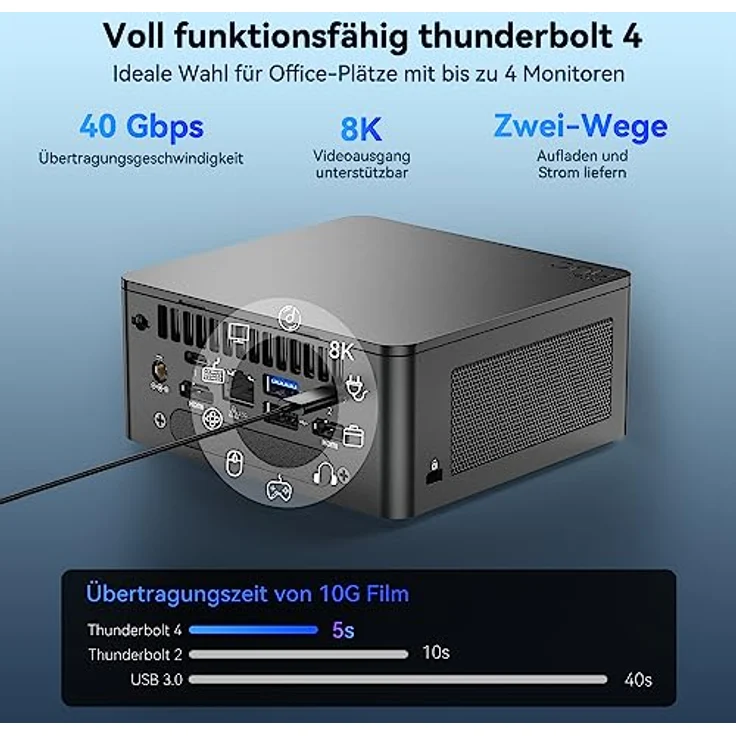 Intel NUC 13 Pro Mini PC Core i7-1360P |12 Kerne 16 Threads NUC13ANHi7 Mini Desktop Computer| 32GB RAM 1TB SSD| Windows 11 Pro Desktop Computer| 4K/8K UHD| HDMI| 2 x Thunderbolt 4| WiFi 6E| BT5.3 – Bild 5