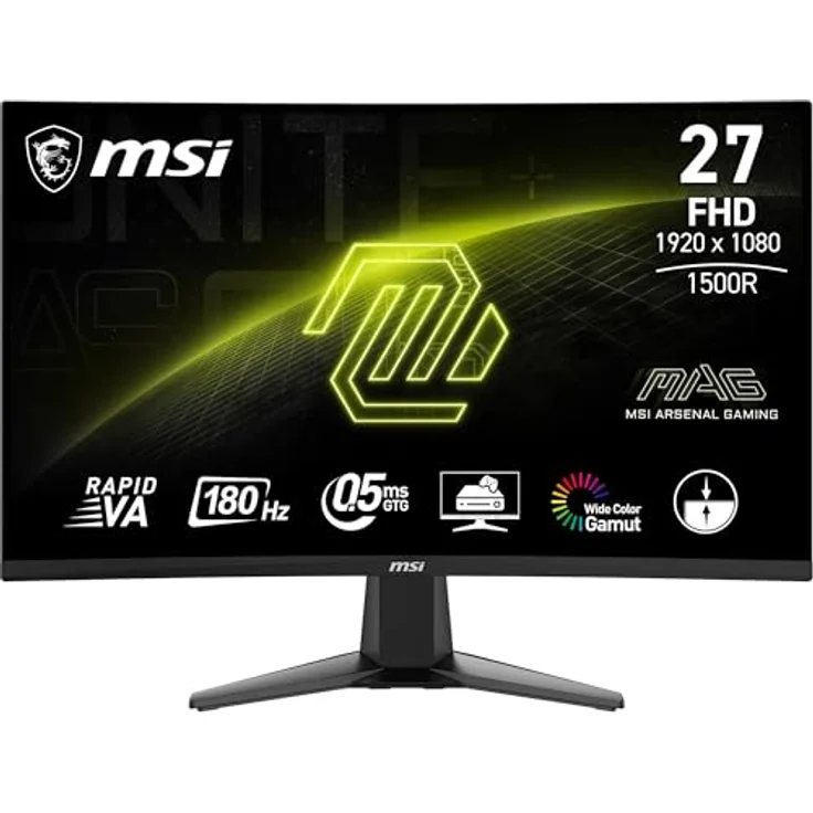 MSI MAG 27C6F 27 Zoll FHD Curved Gaming Monitor - 1500R 1920 x 1080 Rapid VA Panel, 180 Hz / 1ms (GtG), Adaptive-Sync - DP 1.2a, HDMI™ CEC – Bild 1