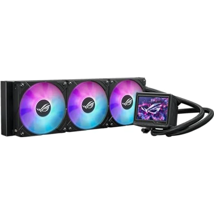 ASUS ROG Ryujin III 360 ARGB Extreme All-in-One-Flüssig-CPU-Kühler (3,5 Zoll LCD Bildschirm, Aseteks Emma Gen8 V2-Pumpe, verdickte magnetische ROG ARGB-Lüfter, Geräuschoptimierung, schwarz) – Bild 3