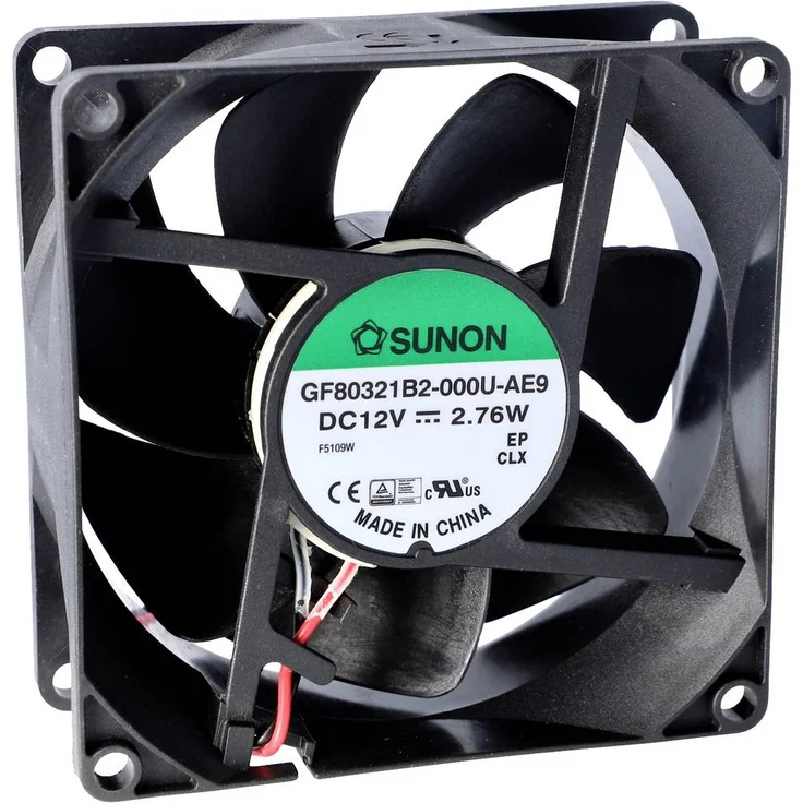 Sunon GF80321B2-000U-AE9 Axiallüfter 12 V/DC, 94.95 m³/h, IP68, Doppelkugellager, 4500 U/min, 32 x 80 x 80mm