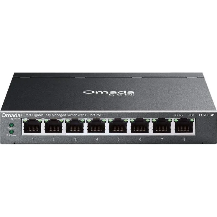Omada ES208GP, 8-Port Gigabit Easy Managed Netzwerk Switch mit PoE, Schwarz