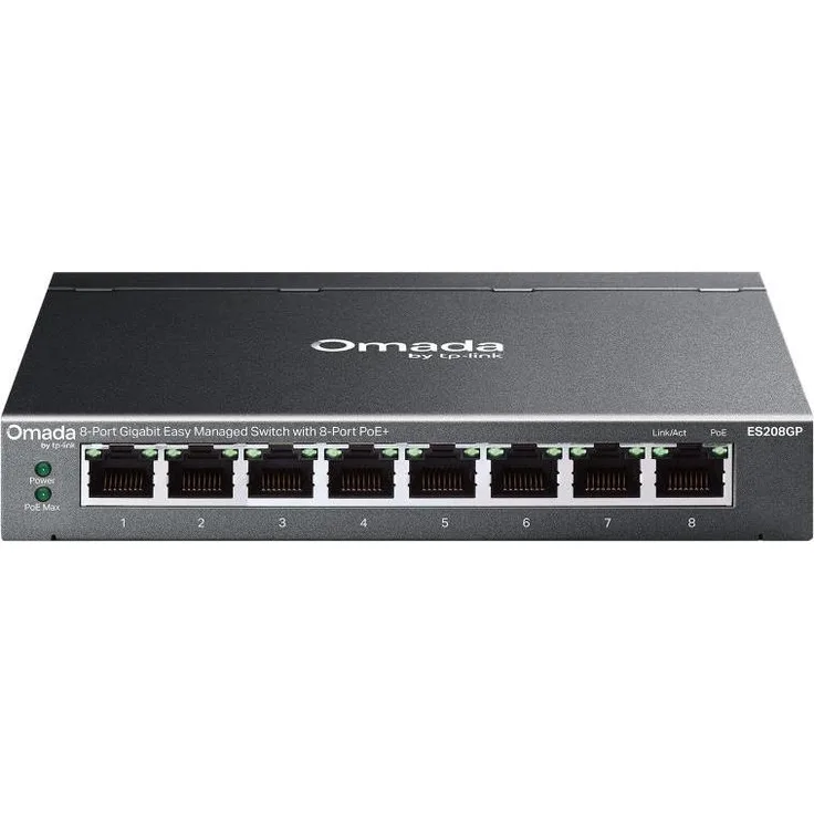 Omada ES208GP, 8-Port Gigabit Easy Managed Netzwerk Switch mit PoE, Schwarz