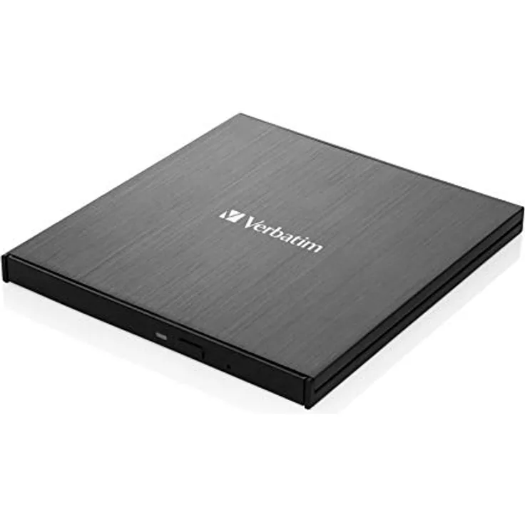 Verbatim External Slimline CD/DVD Writer, USB 3.2 Gen1 mit USB-C Anschluss inkl. USB-C auf USB-A-Kabel, kompaktes Design, Externer DVD-Brenner, Externes CD-Laufwerk, Schlankes Design