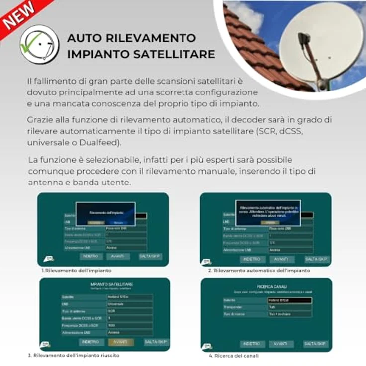 Digiquest Tivùsat Ti9 DVB-S2 Decoder mit Fernbedienung 2 in 1, schwarz, inklusive Tivusat-Karte, Aufnahmefunktion zuschaltbar - DAZN Zone Kanal-fähiges Gerät – Bild 3