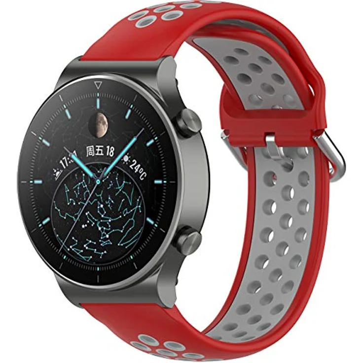 Shieranlee Silikon Ersatzarmband für Huawei Watch GT2 PRO, 22mm kompatibel mit YAMAY SW022, Imilab KW66, Haylou RT LS05S, One Plus, schnelles Anbringen, Edelstahlverschluss – Bild 1