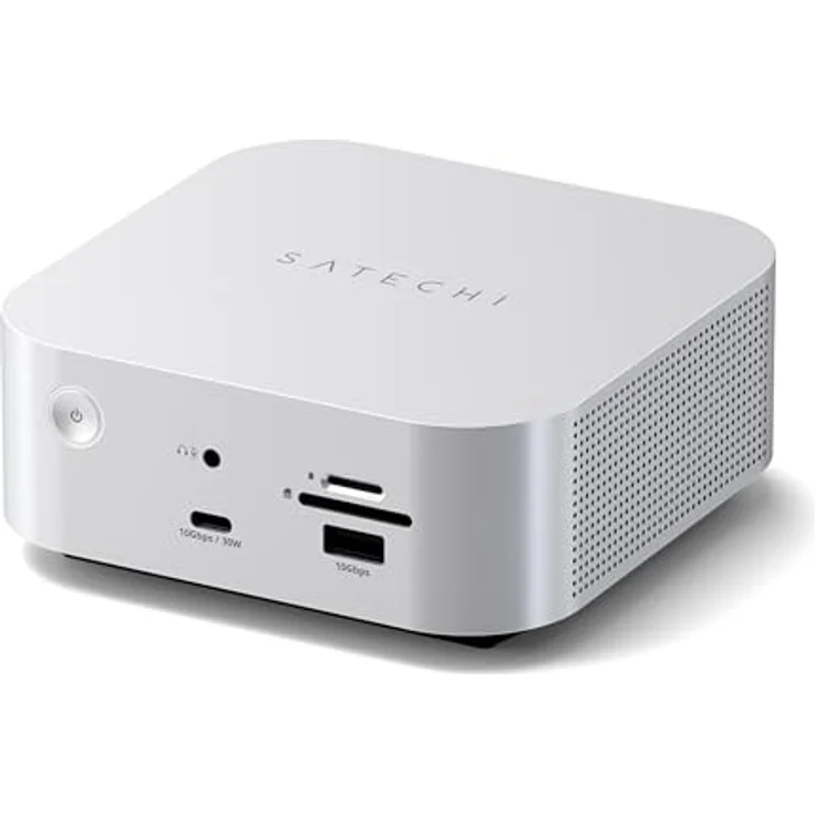 SATECHI Thunderbolt-5 CubeDock™ Dockingstation, 80-120 Gbit/s, integriertes NVMe SSD Gehäuse, 140W Laden, Multi-Display bis 8K, USB-C & USB-A 10 Gbit/s, aktive Kühlung, Silber – Bild 1