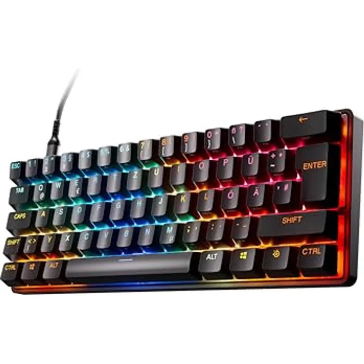 SteelSeries Apex Pro Mini Gen 3 - HyperMagnetic Gaming-Tastatur - OmniPoint 3.0 Switches - Anpassbares Ansprechverhalten - Rapid Trigger - Rapid Tap/SOCD - OLED - PBT-Keycaps - USB-C -DE Layout QWERTZ
