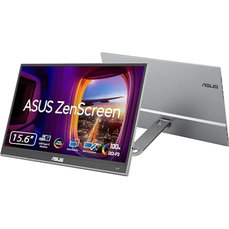 ASUS ZenScreen OLED MQ16AHE - 15,6 Zoll tragbarer USB Monitor - 100% DCI-P3, Full HD 1920x1080, 1ms, HDR 10, 360 Grad Stand, glänzend – Bild 1