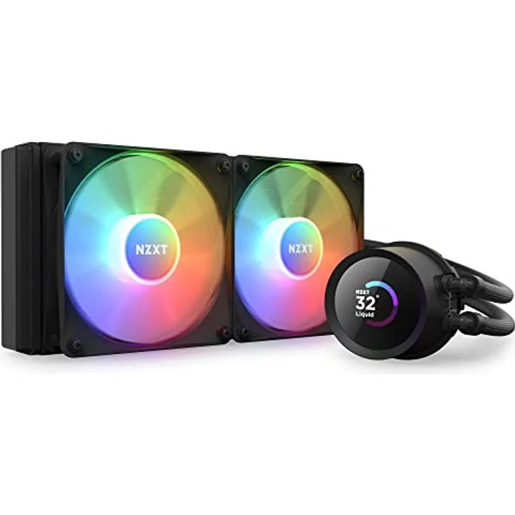 NZXT Kraken 240 RGB - RL-KR240-B1-240mm AIO CPU Wasserkühlung - 1,54" LCD Display 240x240-2x120mm RGB Core Fans - EIN Breakoutkabel zur einfachen Installation - anpassbar durch NZXT CAM - Schwarz – Bild 1