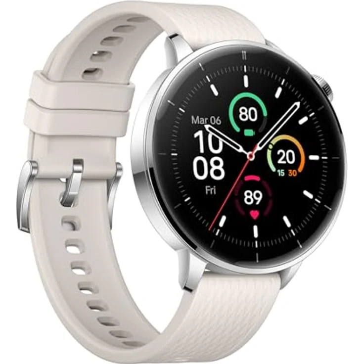 OnePlus Watch 3, Smartwatch 43mm Silber mit weißem Gummi Armband – Bild 4