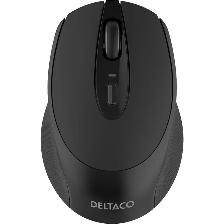 Deltaco Wireless Compact Silent Mouse, 1600 DPI, USB-Empfänger, 4 Tasten, ergonomisches Design für Rechtshänder, grau