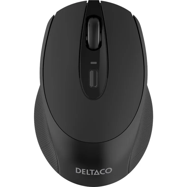 Deltaco Wireless Compact Silent Mouse, 1600 DPI, USB-Empfänger, 4 Tasten, ergonomisches Design für Rechtshänder, grau