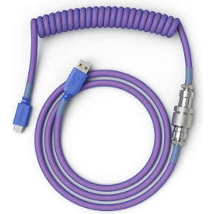 Glorious PC Gaming Race Coiled Cable Nebula, USB-C auf USB-A Spiralkabel, USB C Kabel Spiralkabel, Coiled Cable Keyboard mit Aviator Plug, 1,37 Meters, Ordentlich USB C Spiralkabel, violett